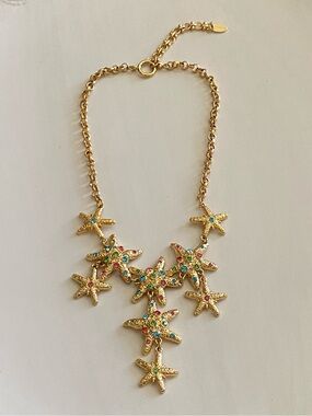 Catwalk Jon Gold Tone Starfish Nautical Rhinestone Necklace